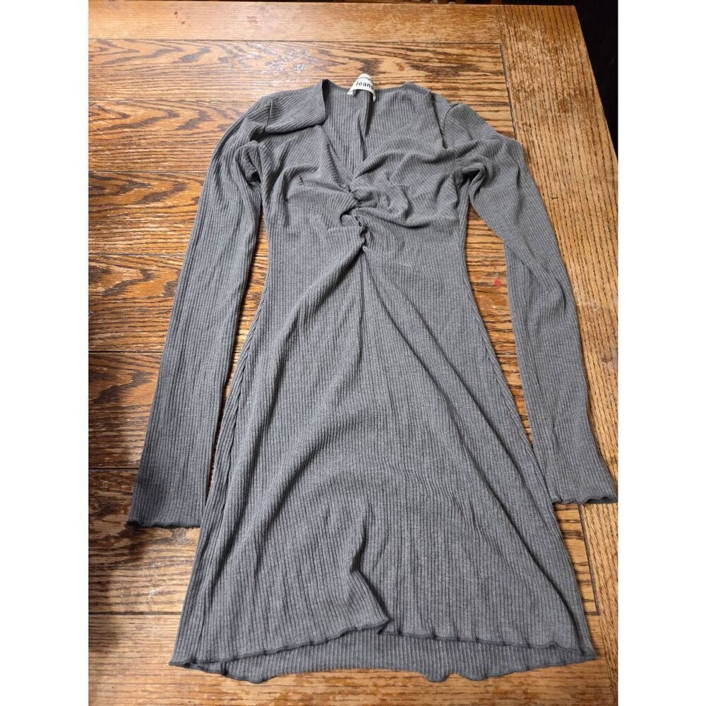 Reformation Jeans Jennie Smoke Grey Long Sleeve Mini Dress Sz XS